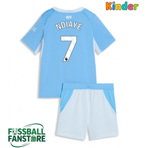 Manchester City Iliman Ndiaye #7 Replik Heimtrikot Kinder 2026-27 Kurzarm (+ Kurze Hosen)
